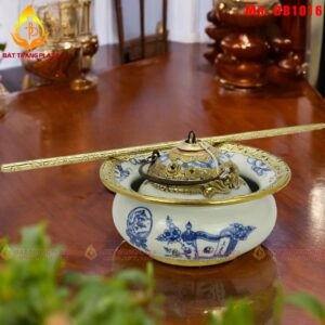 Điếu bát Bát Tràng men lam vẽ cổ đồ mã DB1016