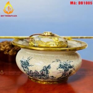 Điếu bát Bát Tràng vẽ Trúc Lâm Thất Hiền mã DB1005