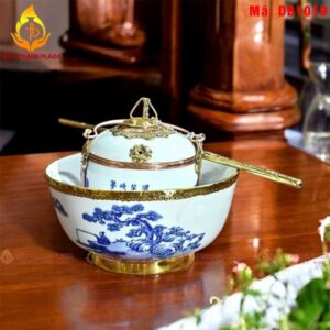 Điếu bát dáng tô loe men lam cảnh Lã Vọng mã DB1019