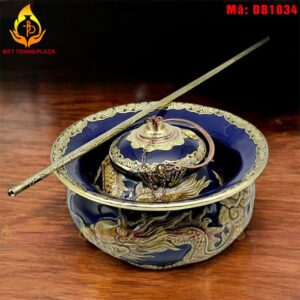 Điếu bát đắp nổi Rồng - Bọc đồng mã DB1034