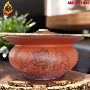 Điếu bát gốm Bát Tràng vẽ sen mã DB1036