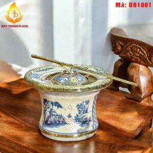 Điếu bát kiểu cổ men rạn bọc đồng mã DB1001