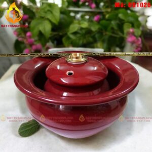 Điếu bát màu đỏ vẽ tùng cho mệnh Hỏa - Không bọc đồng mã DB1026