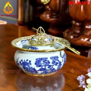 Điếu bát men lam bọc đồng giả cổ mã DB1017