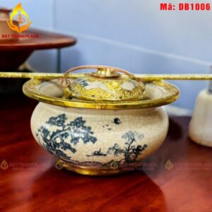 Điếu bát men rạn giả cổ vẽ Sơn Thủy mã DB1006